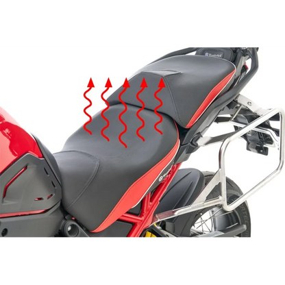 DUCATI Multistrada V4 Ergonomics -"Active Comfort" (Heating) Rider Seat - Black-Red / Low