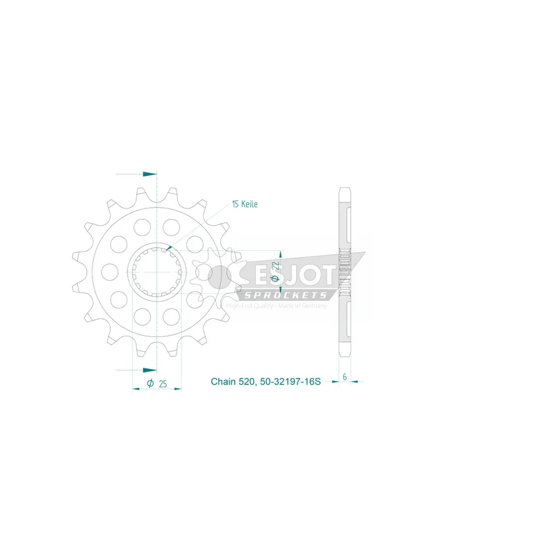 Sprockets Front (32197-14T) - Esjot (Sports)