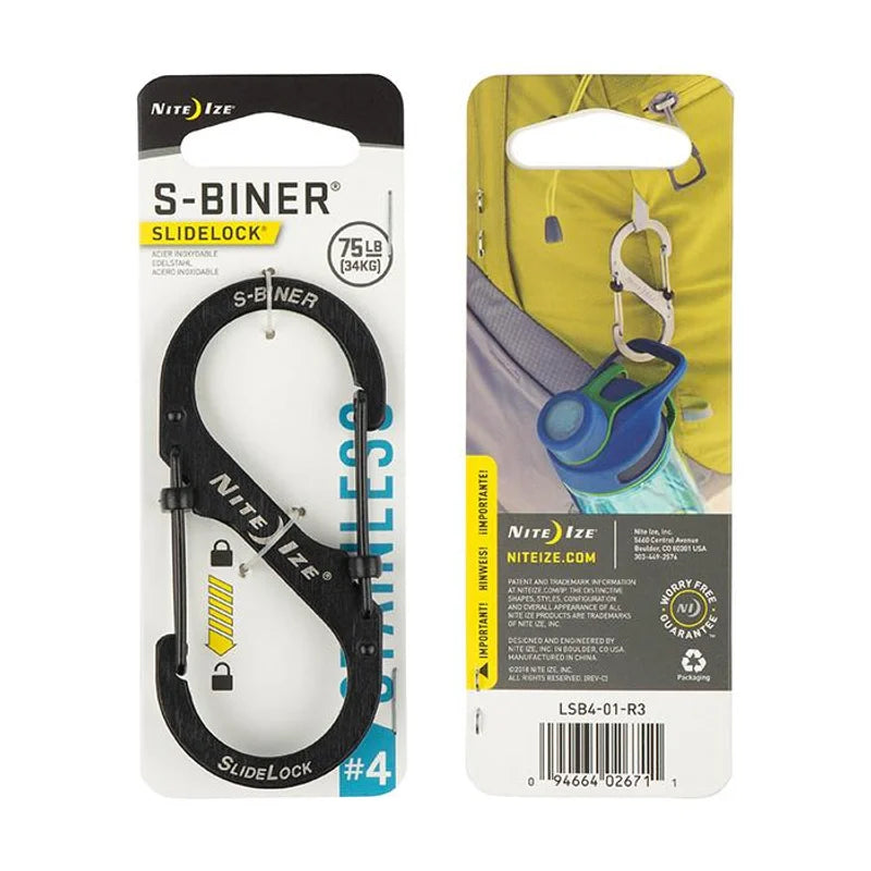 S-Biner with Lock (Stainless) - 2N OF Size #1 / Black / Stainless Steel