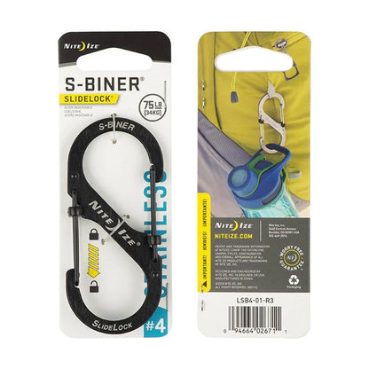 S-Biner with Lock (Stainless) - 2N OF Size #1 / Black / Stainless Steel