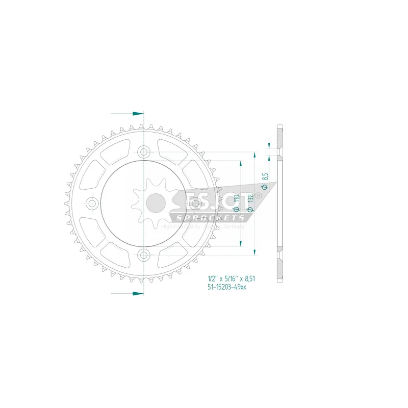 Sprockets Rear (15203-49T) - Esjot Aluminium