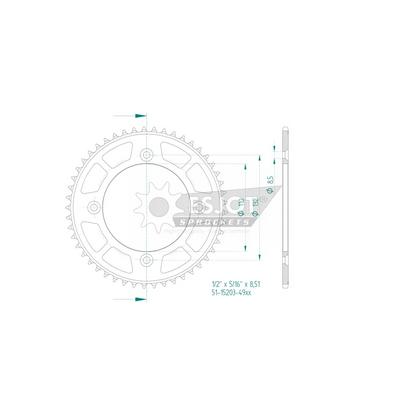 Sprockets Rear (15203-49T) - Esjot Aluminium