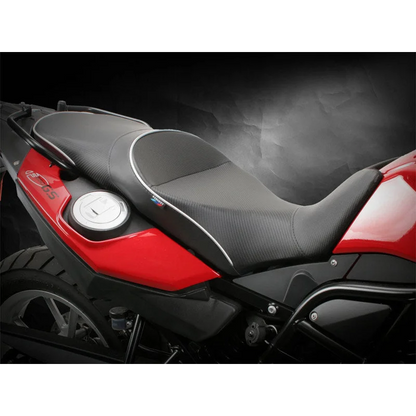 BMW F650 GS Premium Foam Conversion Seat - Regular Height - CarbonFX/Silver welt/BMW tag