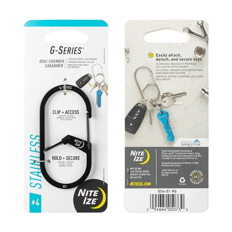 G-Biners Dual Chamber - 1N (Size #4) / Black / Stainless Steel