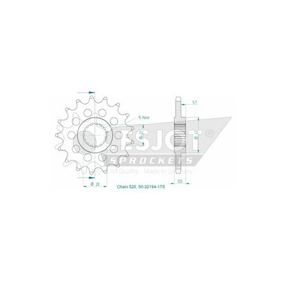 Sprockets Front (32194 - 15T) - Esjot Sports