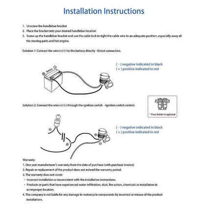 Handlebar Mounted 36W PD USB-C + QC 3.0 (Plastic) - Includes Plastic Handlebar Clamp