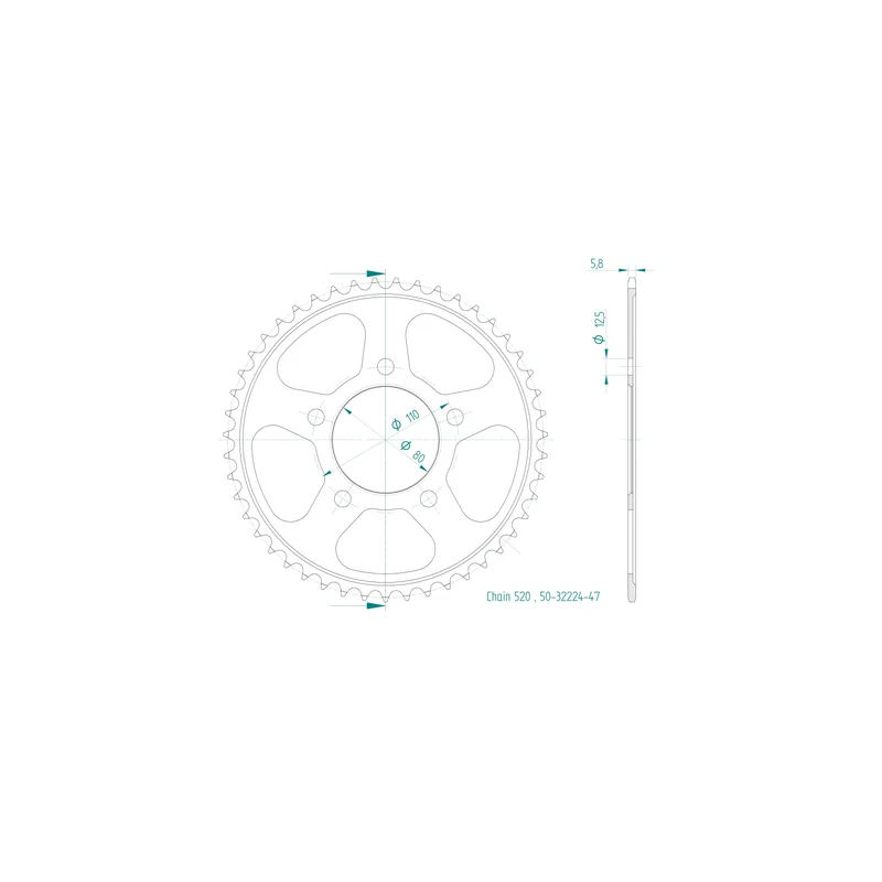 Sprockets Rear (32224- 47T) - Esjot