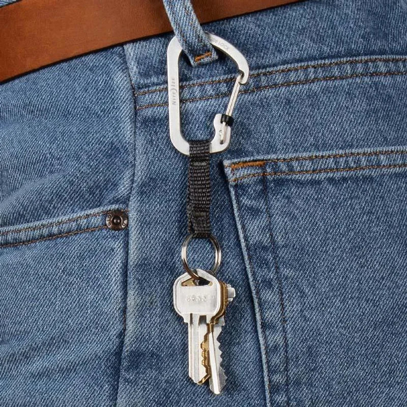 Carabiner Keyring with Slide lock (SS) - Stainless Steel / Black