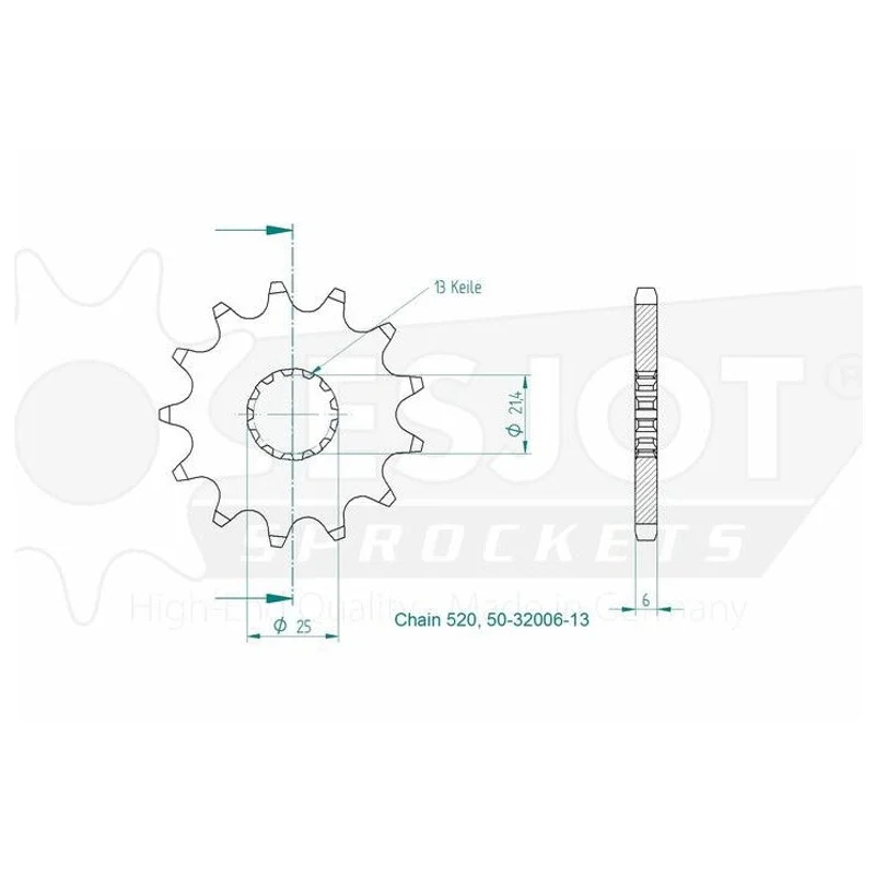 Sprockets Front (32006-13T) - Esjot