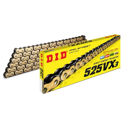 Chain 525 Pitch x 122 links (VX3) - Gold / VX3 (Rivet Type)