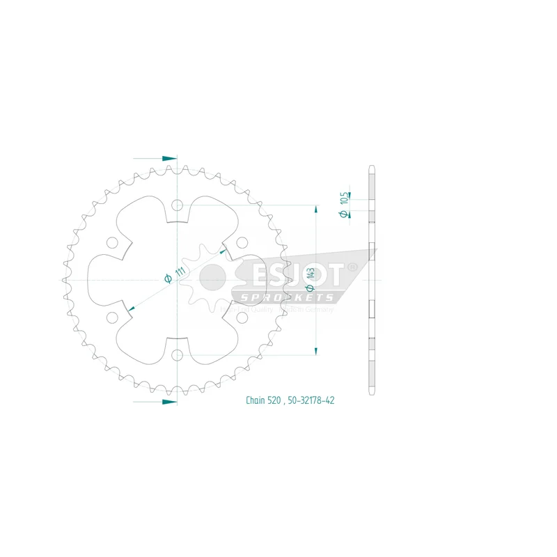 Sprockets Rear (32178-42T) - Esjot