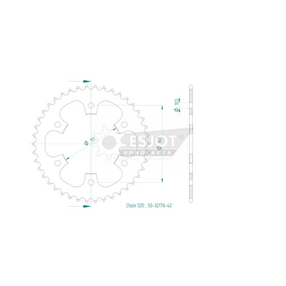 Sprockets Rear (32178-42T) - Esjot