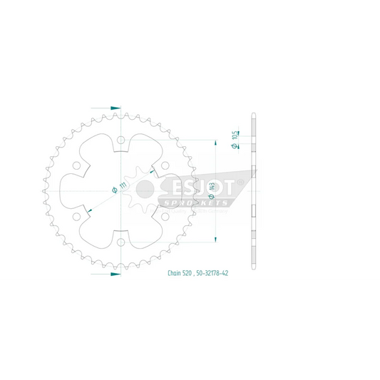 Sprockets Rear (32178-42T) - Esjot