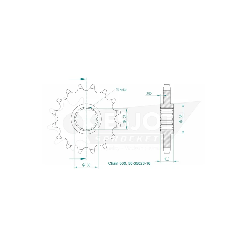 Sprockets Front (35023-16T) - Esjot - Standard