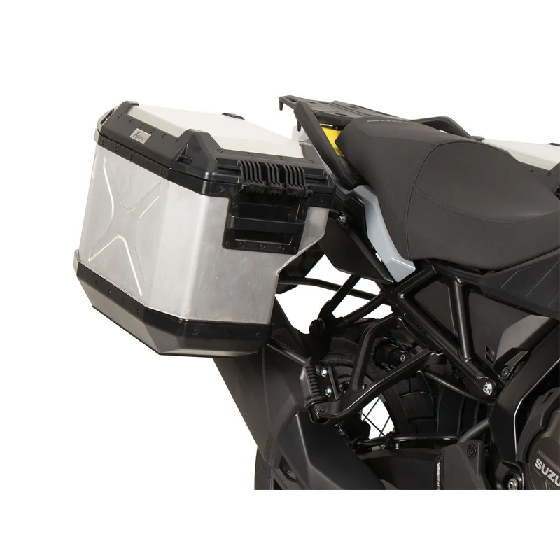 Suzuki V-Strom 800 DE Sidecase Carrier - Cutout Series with Xplorer - Silver