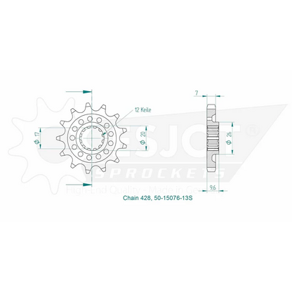 Sprockets Front (15076-13S) - Esjot (Sports)
