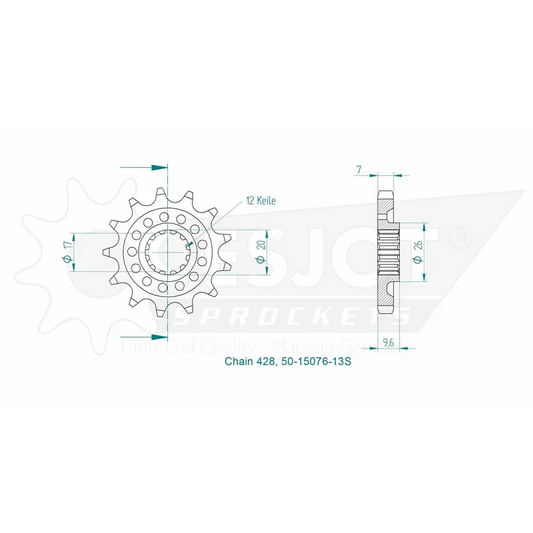 Sprockets Front (15076-13S) - Esjot (Sports)