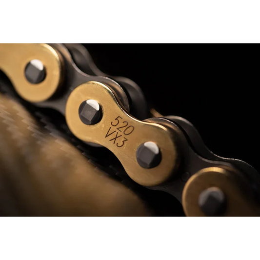 Chain 520 Pitch x 126 links (VX3) - VX3 (Rivet Type) / Gold / Upto 800cc