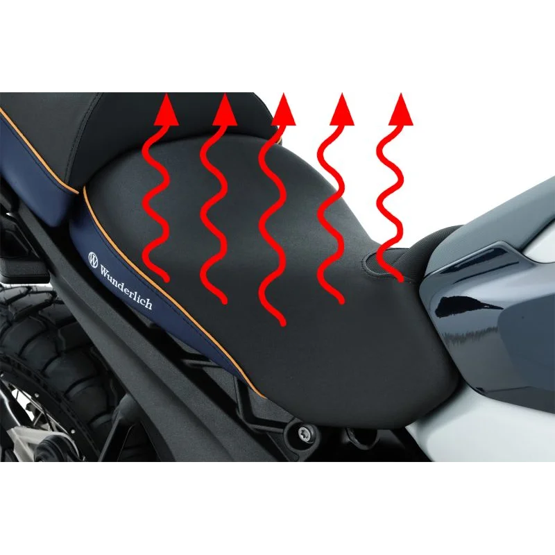 BMW R 1300 GS Ergonomics - Wunderlich "Active Comfort" (Heating) Seat - Imperial Blue-Gold / Passenger / Standard