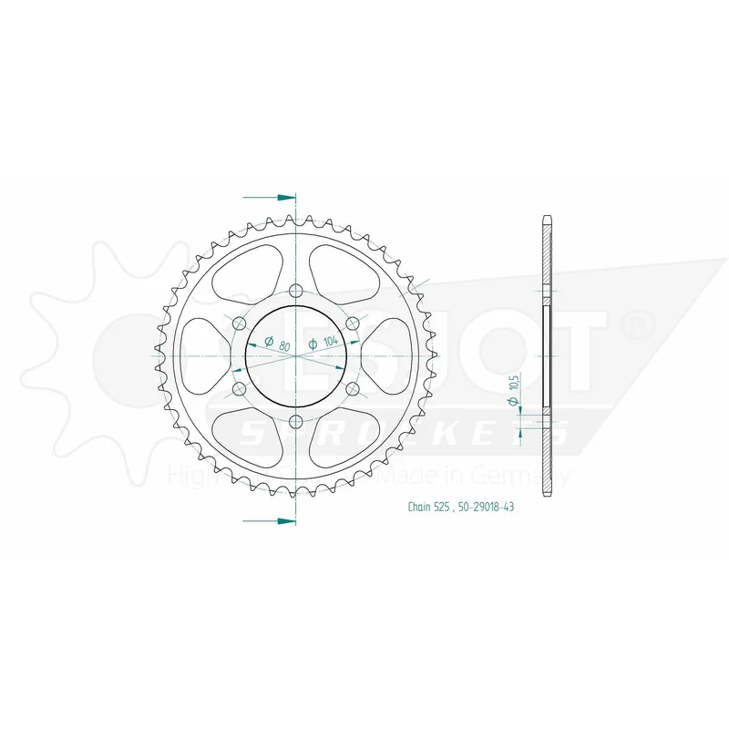 Sprockets Rear (29018 - 43T) - Esjot