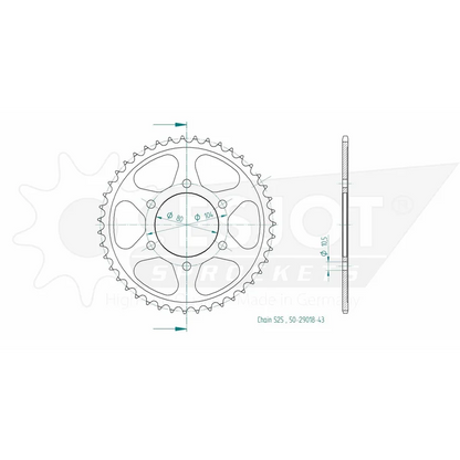 Sprockets Rear (29018 - 43T) - Esjot