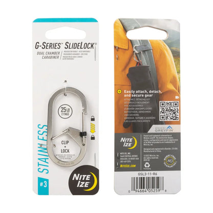 G-BINERS DUAL CHAMBER - SLIDELOCKKEYRING MICROLINK - 1N of size #4 / Stainless Steel