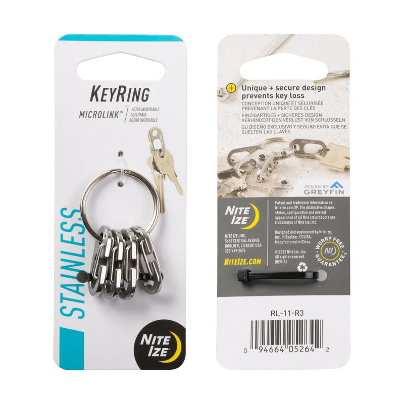 G-BINERS DUAL CHAMBER - SLIDELOCKKEYRING MICROLINK - Stainless Steel