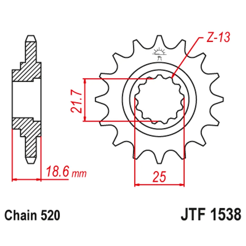 Sprockets Front (1538 - 15T) - JT Rubber