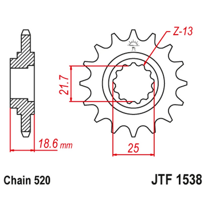 Sprockets Front (1538 - 15T) - JT Rubber
