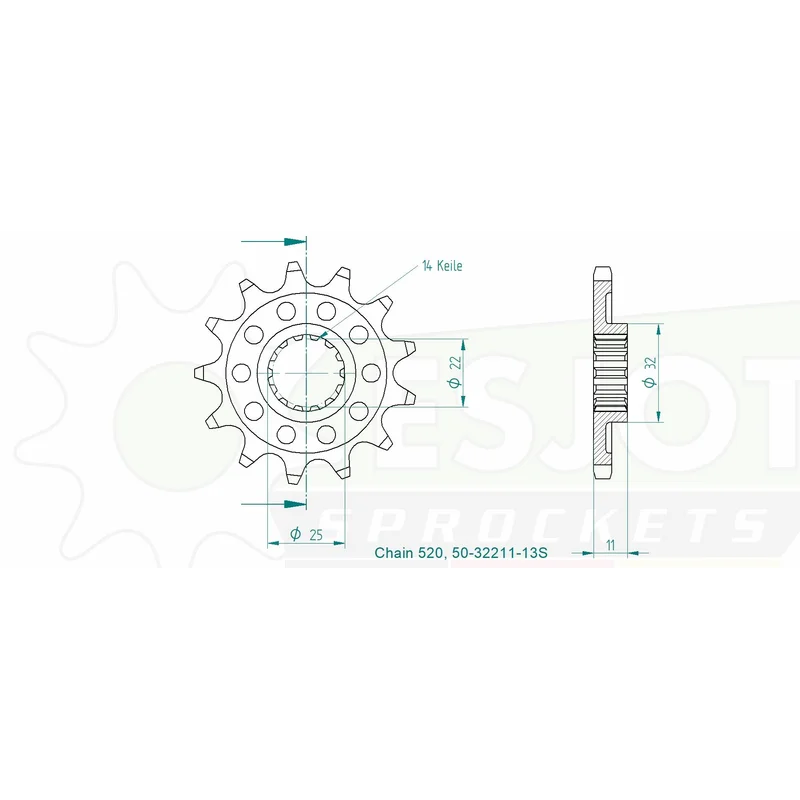 Sprockets Front (32211-13T) - Esjot