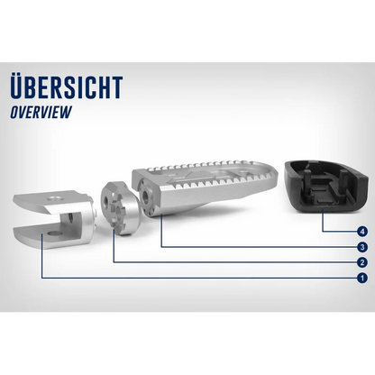 BMW GS Ergonomics - Vario Footrest EVO1 (Pair) - Silver