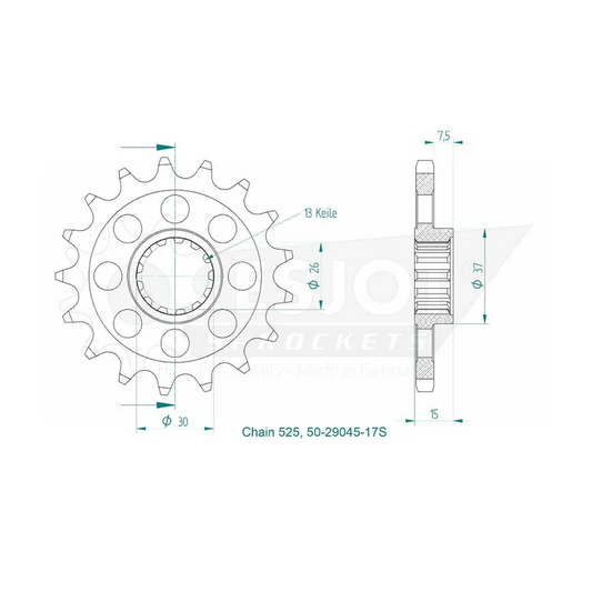 Sprockets Front (29048-16T) Sports - Esjot