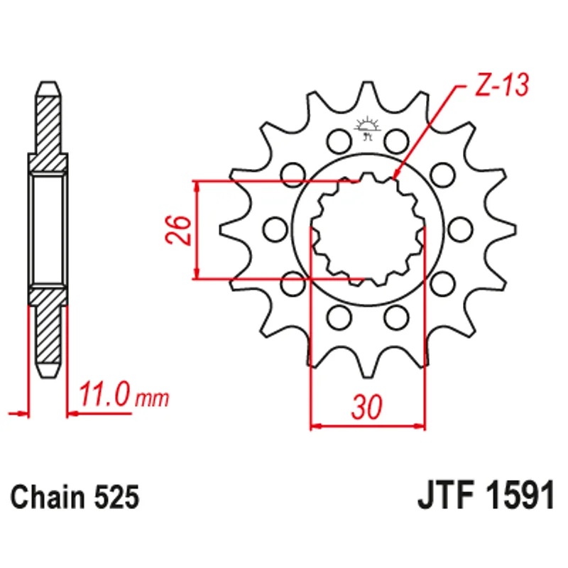 Sprockets Front (1591- 16T) - JT Rubber