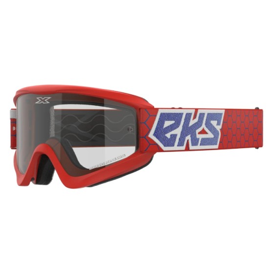 EKS Brand GOX Flat-Out Clear Goggle - Red/White/Blue Metallic