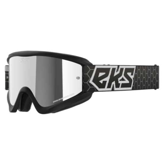 EKS Brand GOX Flat-Out Mirror Goggle - Black/White/Silver Mirror Lens