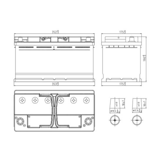 MOLL AFB Start-Stop Types 12V 96AH DIN Standard Car Battery