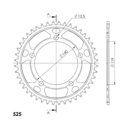 Supersprox Steel Rear Sprocket RFE-1790:44-BLK